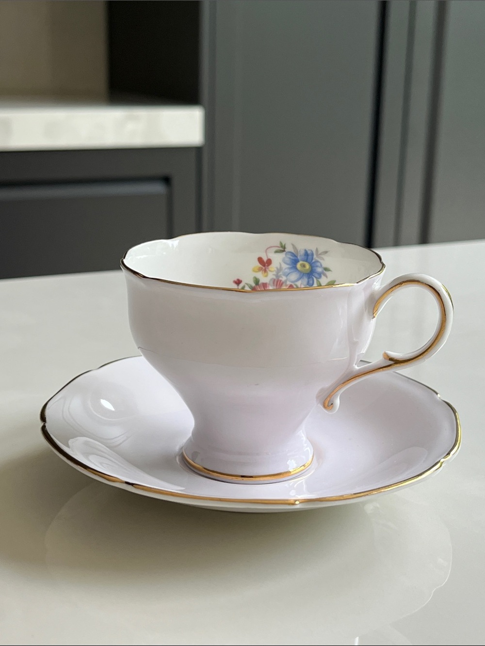PARAGON Corset Tea Cup and Saucer. Lilac. Floral.